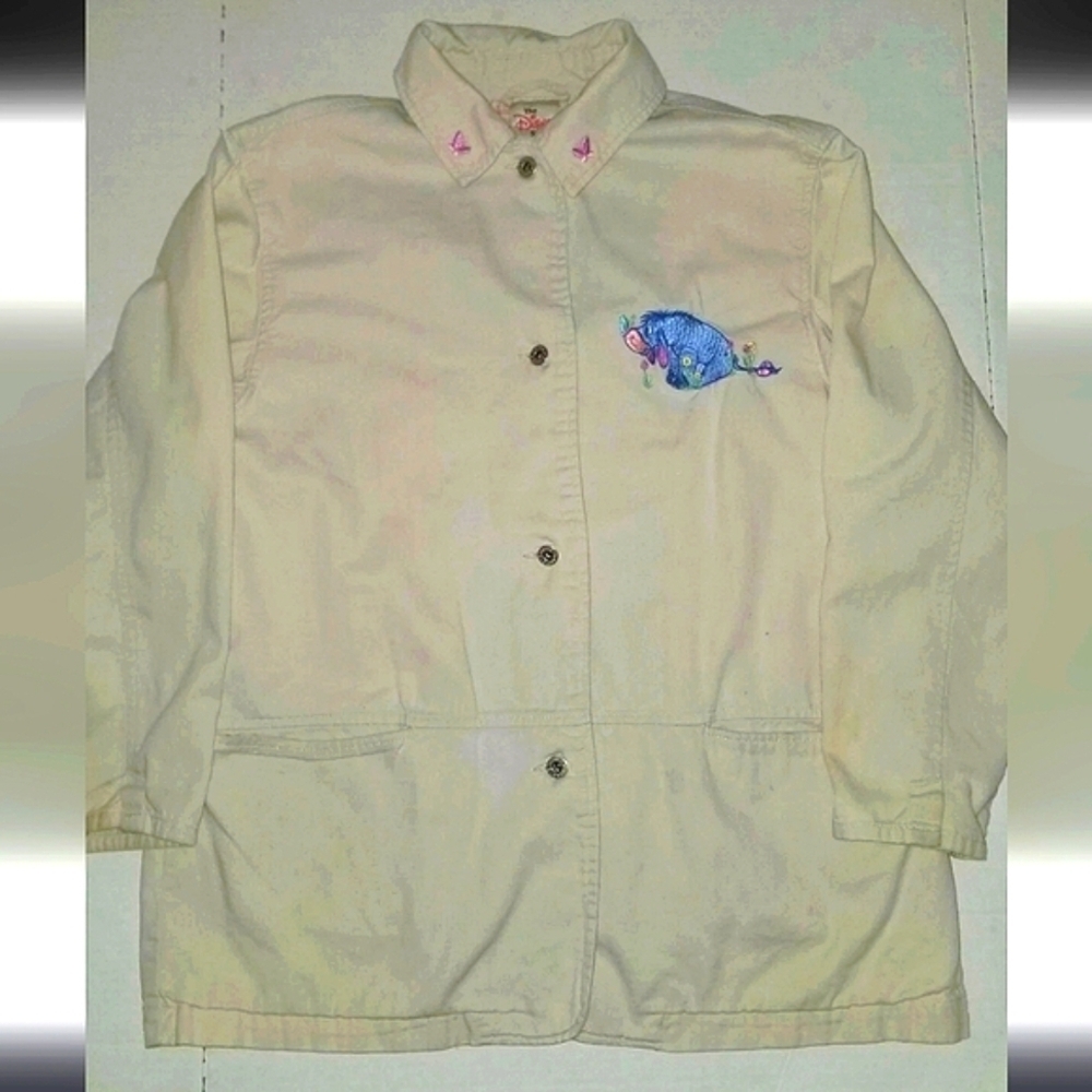 Disney Vintage Cream Utility Jacket with Eeyore Embroidered Detail Size Large - Picture 7 of 14